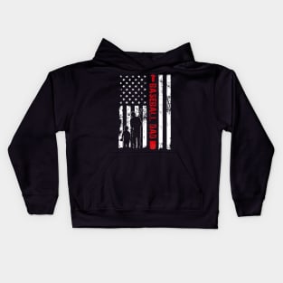 Proud Baseball Dad American Flag Sports Kids Hoodie